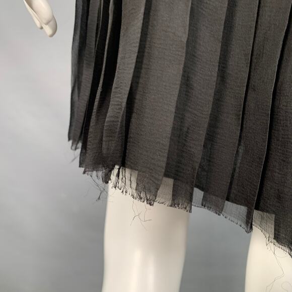 Cruise Size S Black Silk Pleated Sleeveless Knee Length Cocktail Dress - Picture 5 of 11